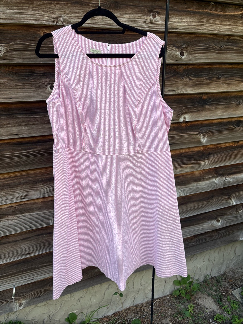 Talbots Outlet Pink Seersucker Sleeveless A-Line Dress